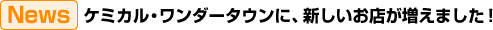 ケミカル・ワンダータウンに、新しいお店が増えました！