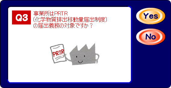 Q3．事業所はPRTR（化学物質排出量届出制度）の届出義務の対象ですか？