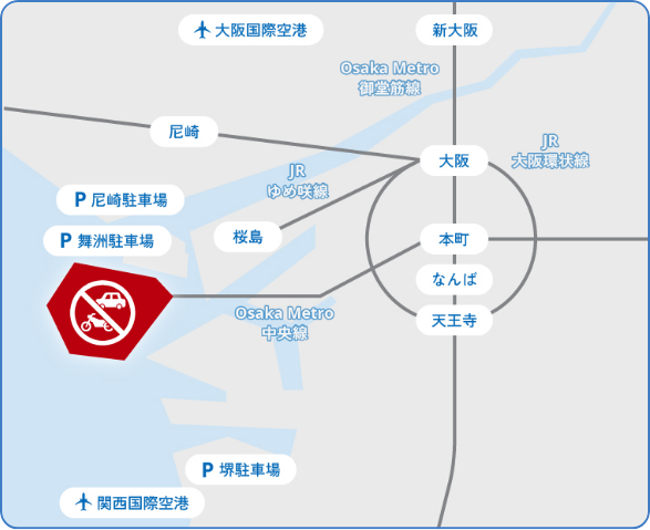 万博会場周辺の広域地図  