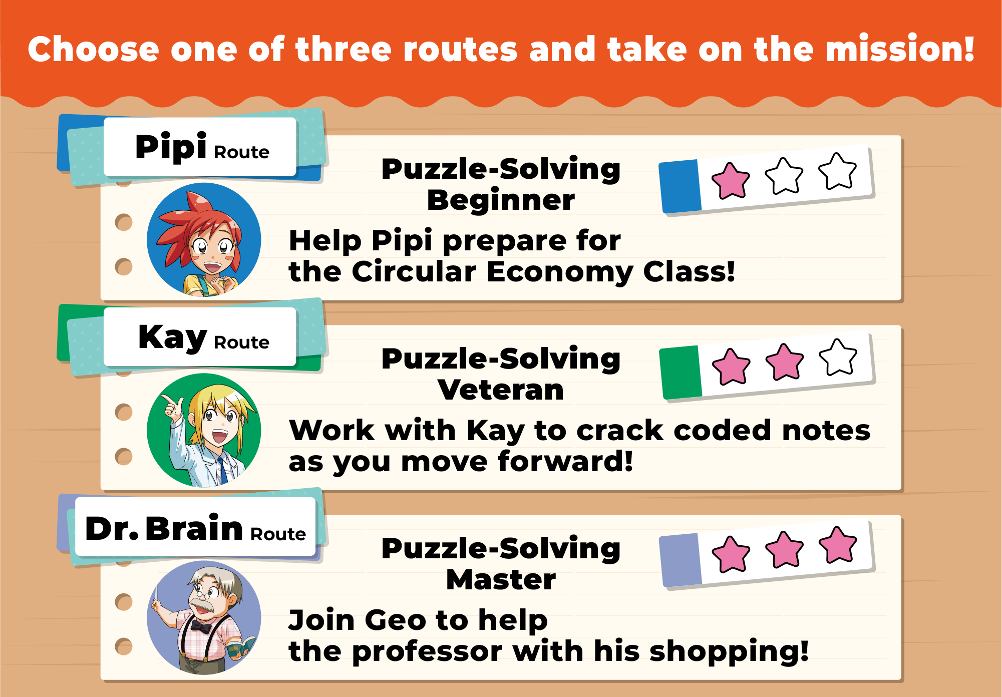 Choose one of three routes and take on the mission!