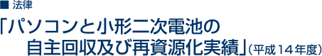 パソコンと小形二次電池の自主回収及び再資源化実績(平成14年度)