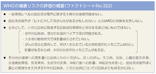 WHOの健康リスクの評価の概要（ファクトシートNo.322)