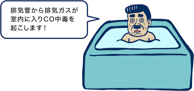 排気管から排気ガスが室内に入りCO中毒を起こします！