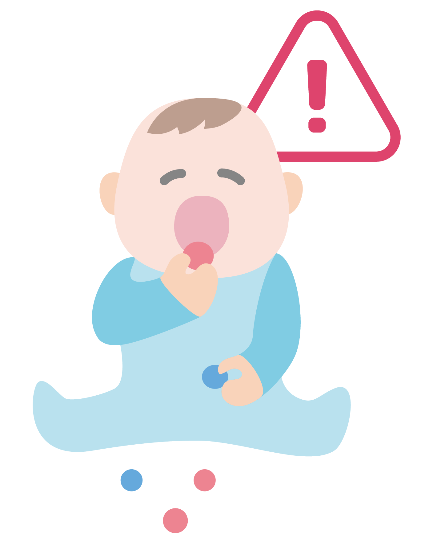 赤ちゃんが小さなおもちゃを口に入れようとしている様子。大変危険です。