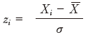 Zi=Xi-X／σ