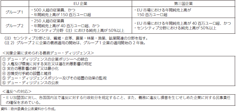 EU企業持続可能性デュー・ディリジェンス指令案の概要のグラフ