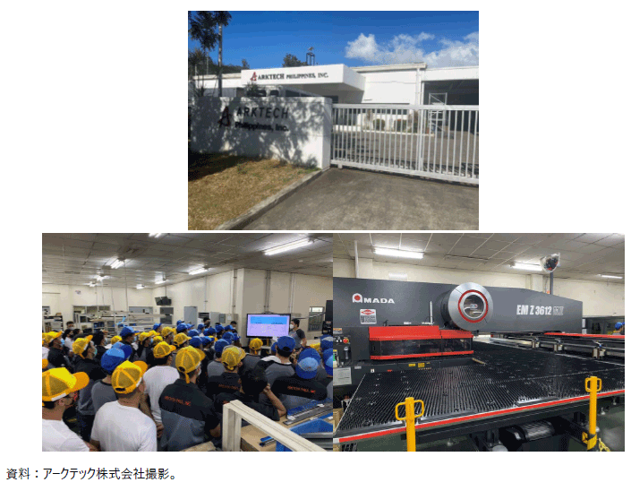 フィリピン工場の社屋、製造の様子、タレットパンチプレス