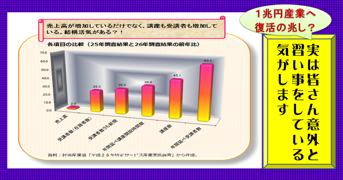 １兆円産業へ復活の兆し 実は皆さん意外と習い事をしている気がします その他の研究 分析レポート 経済産業省