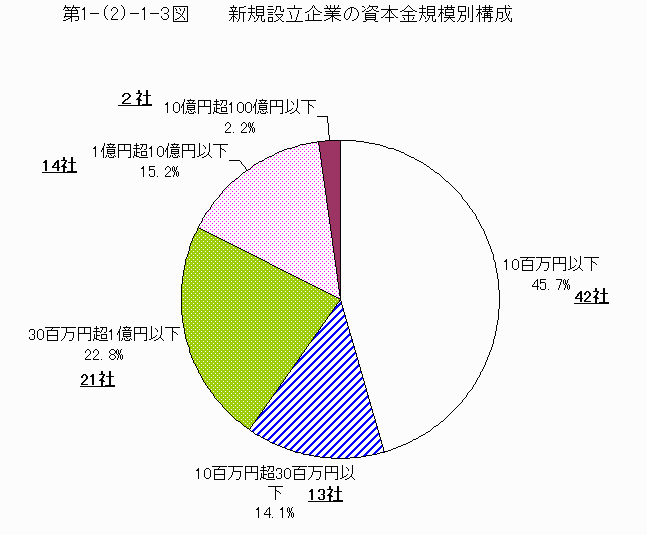 新規設立企業の資本金規模別構成