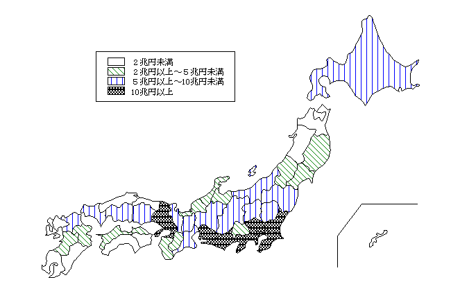 都道府県別の製造品出荷額等（従業者4人以上の事業所）