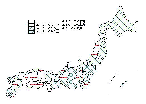 第1-10図 都道府県別事業所数前回比(全事業所)