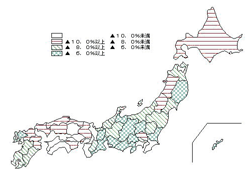 第I-11図 都道府県別従業者数前回比(全事業所)