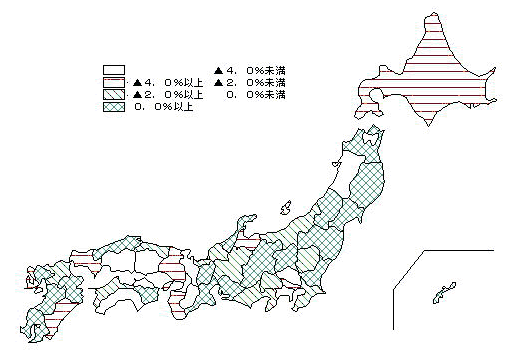 第I-12図 都道府県別出荷額前回比(全事業所)