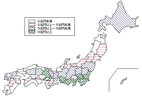 都道府県別の製造品出荷額等(従業者4人以上の事業所)