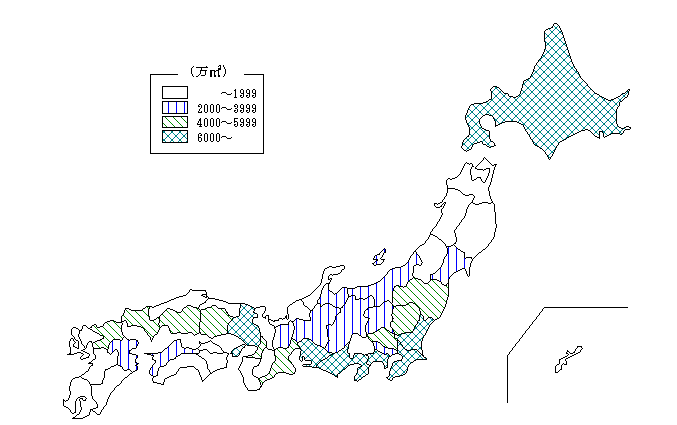 第6図　都道府県別敷地面積の分布（従業者30人以上の事業所）