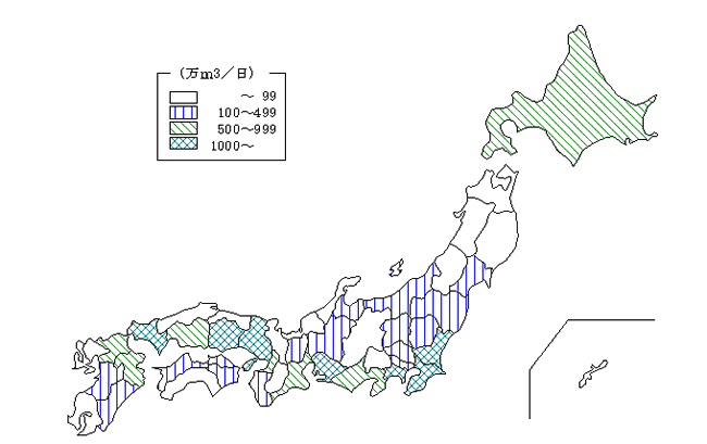 第15図　都道府県別用水量の分布（従業者30人以上の事業所）