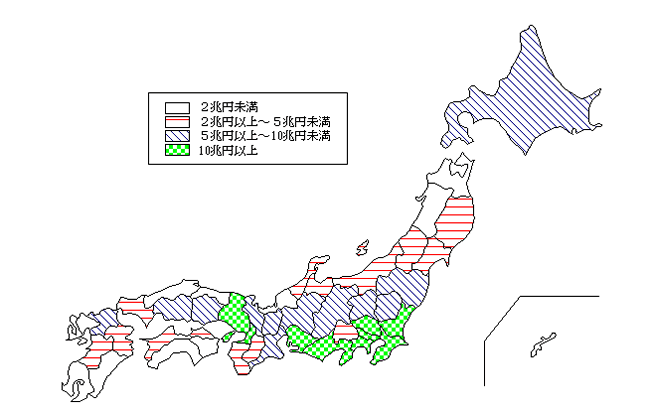 都道府県別出荷額の分布