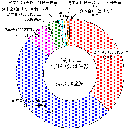 第1図　会社組織の企業の資本金階層別企業数の構成比