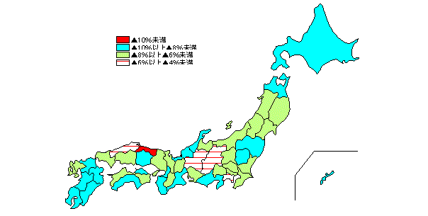 第48図　都道府県別の小売業の商店数前回比(11年/9年)