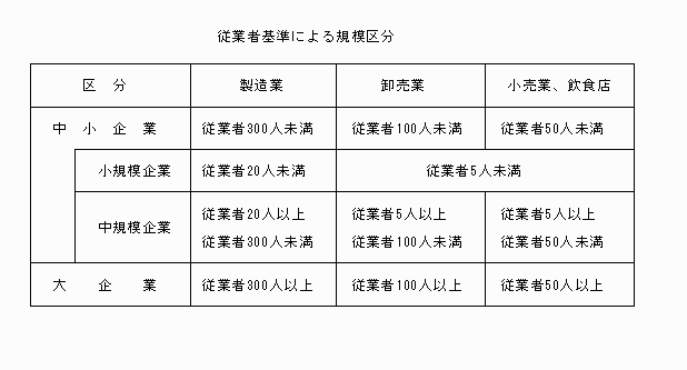 従業者基準による規模区分